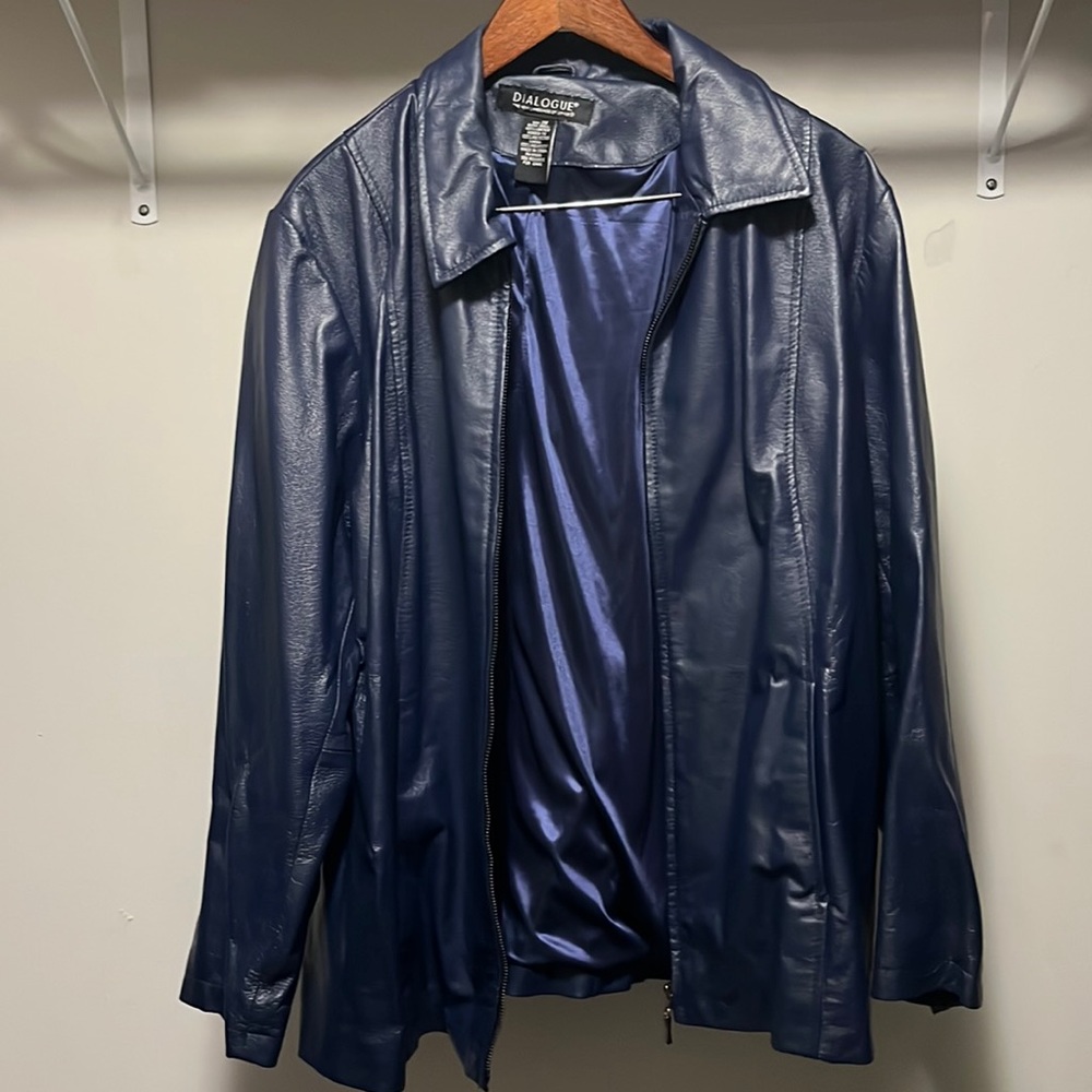 Women’s blue leather jacket